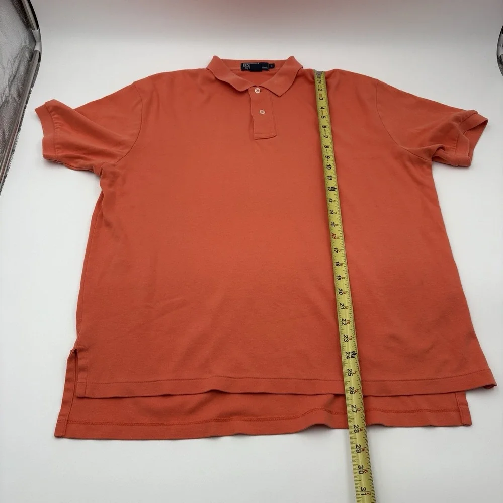 Polo Ralph Lauren Shirt Mens L Orange Cotton Vintage Pique Short Sleeve Polo